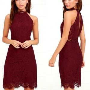 BB Dakota Burgundy Lace Backless Dress